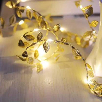 Gold and Silver Leaf String Lights - 20/50/100 LEDs - Premium  - Shop now at San Rocco Italia