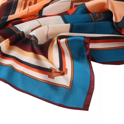 Handbag Print Large Square Silk Scarf | Red & Teal (90 × 90 cm)