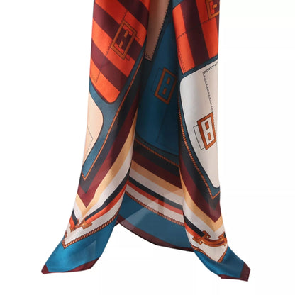 Handbag Print Large Square Silk Scarf | Red & Teal (90 × 90 cm)