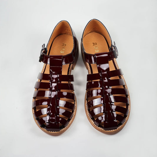 Sandals Handmade Leather Fisherman Sandals - Burgundy San Rocco Italia