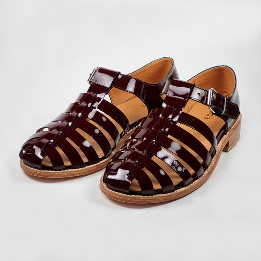 Sandals Handmade Leather Fisherman Sandals - Burgundy San Rocco Italia