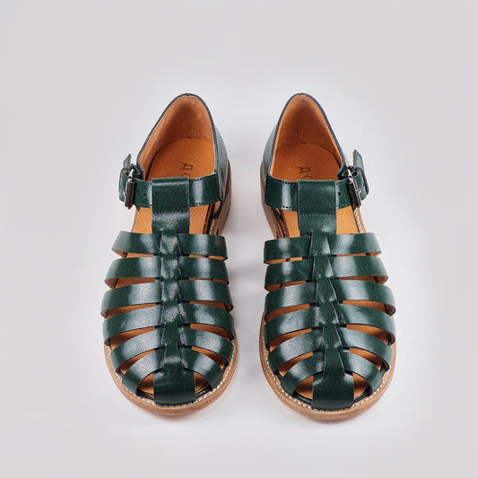 Sandals Handmade Leather Fisherman Sandals - Dark Green San Rocco Italia