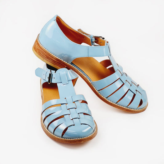 Sandals Handmade Leather Fisherman Sandals - Light blue San Rocco Italia