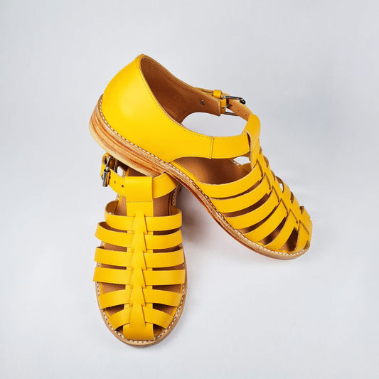 Sandals Handmade Leather Fisherman Sandals - Yellow San Rocco Italia