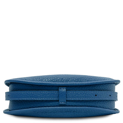 Blue pebbled leather Hoblò soft leather hobo bag with wrapped strap detail