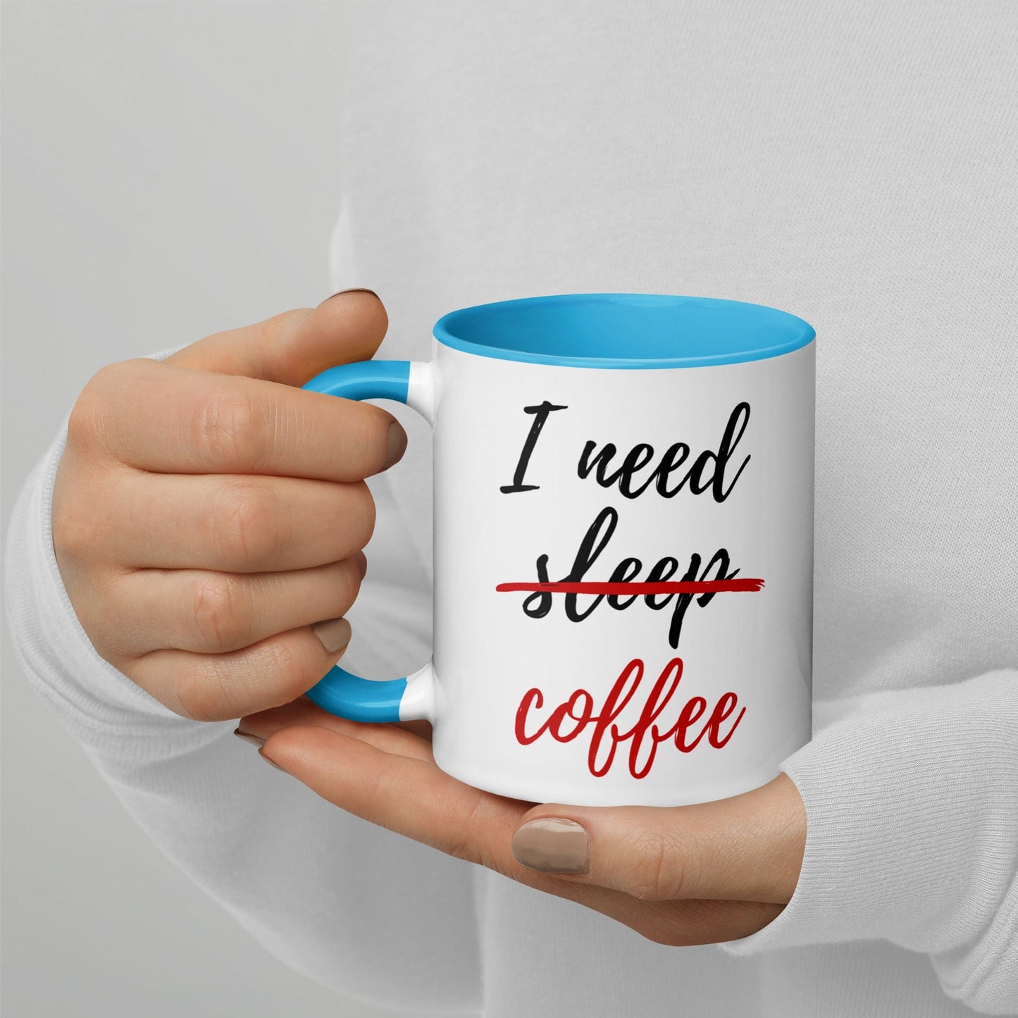 I Need Coffee not Sleep Mug with Color Inside - Premium  - Shop now at San Rocco Italia