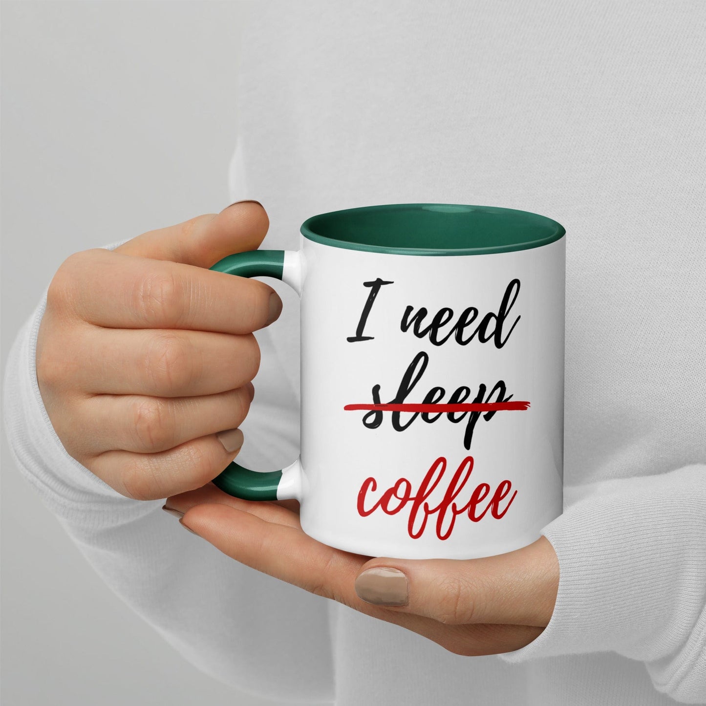 I Need Coffee not Sleep Mug with Color Inside - Premium  - Shop now at San Rocco Italia