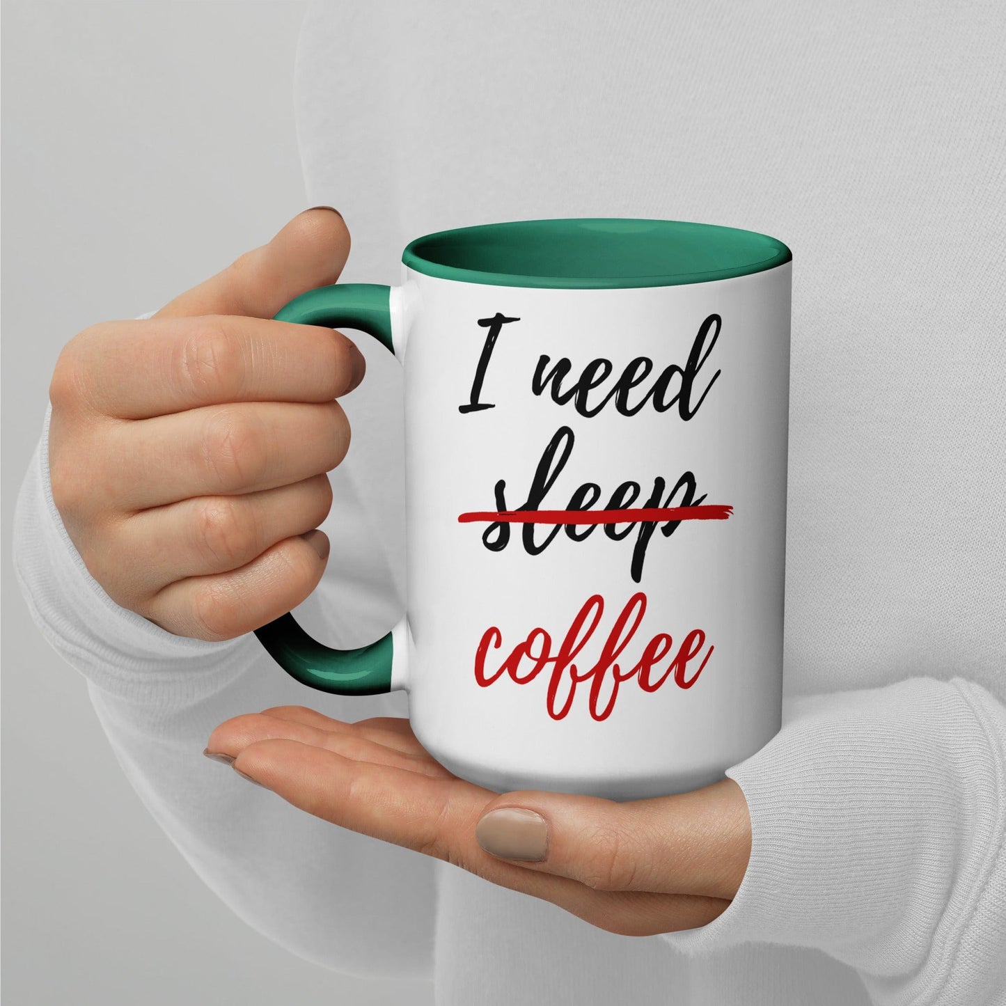 I Need Coffee not Sleep Mug with Color Inside - Premium  - Shop now at San Rocco Italia