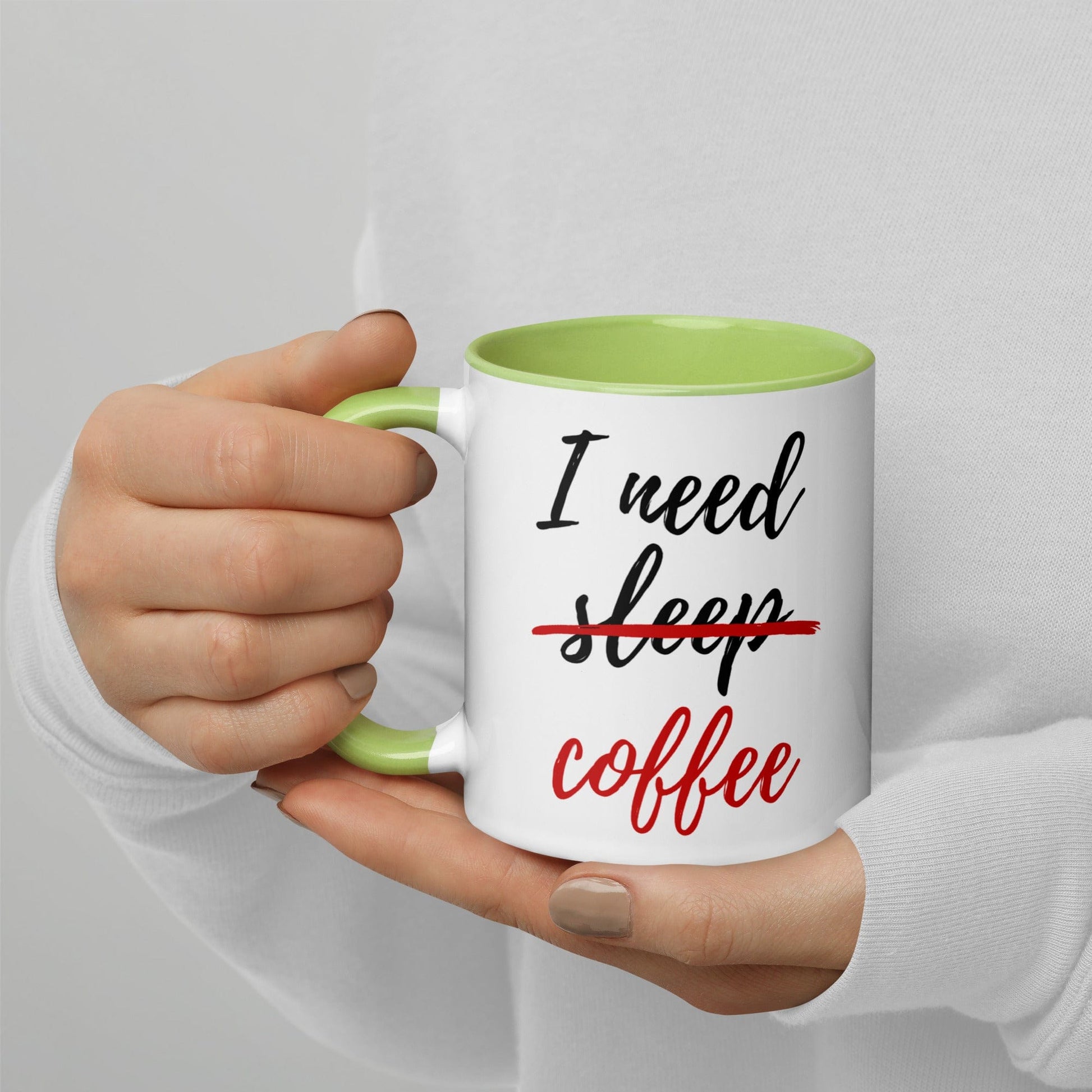 I Need Coffee not Sleep Mug with Color Inside - Premium  - Shop now at San Rocco Italia