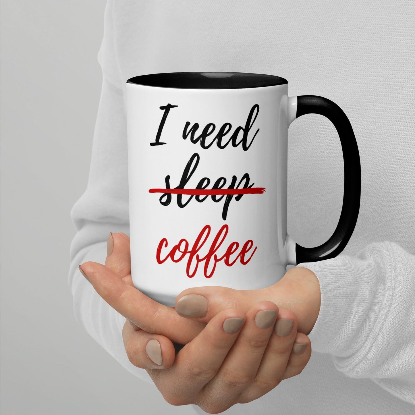 I Need Coffee not Sleep Mug with Color Inside - Premium  - Shop now at San Rocco Italia