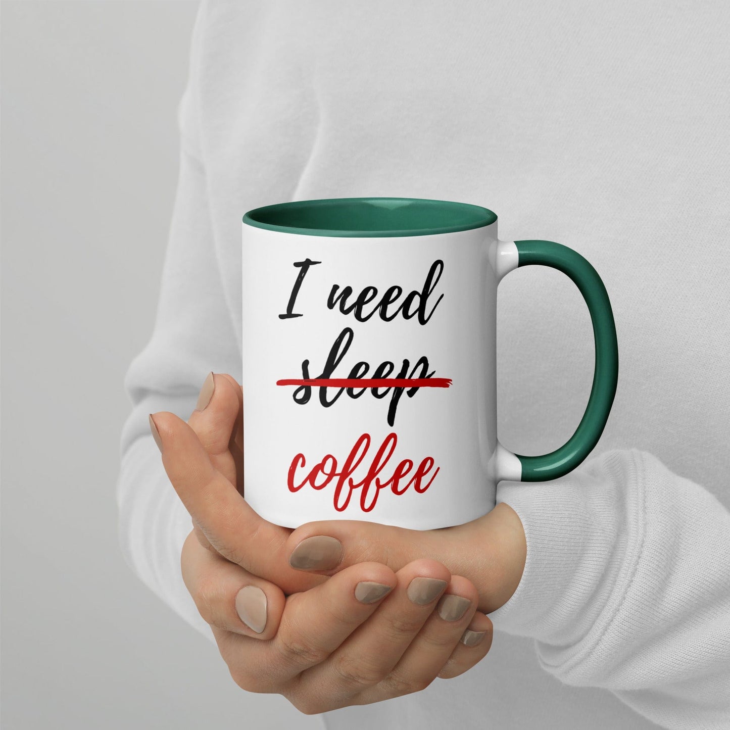 I Need Coffee not Sleep Mug with Color Inside - Premium  - Shop now at San Rocco Italia