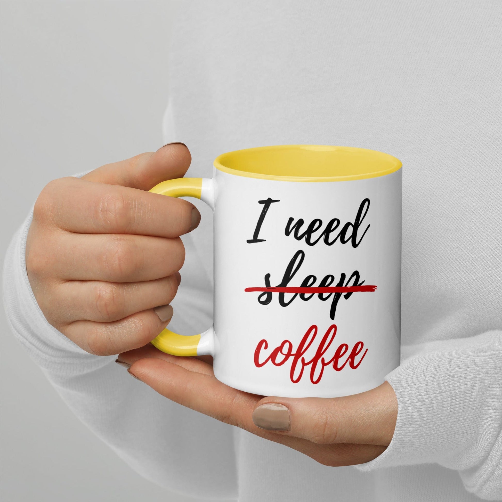 I Need Coffee not Sleep Mug with Color Inside - Premium  - Shop now at San Rocco Italia