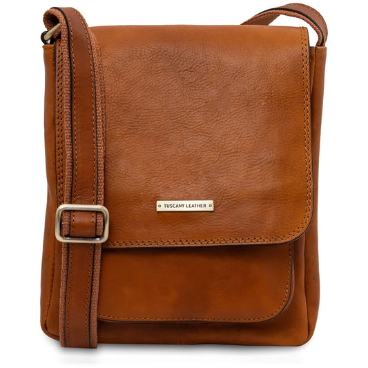Leather bags for men Natural Jimmy - Leather crossbody bag for men with front pocket | TL141407 San Rocco Italia