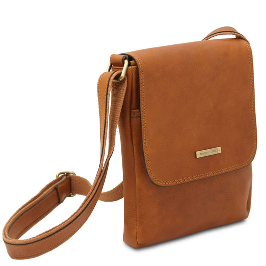 Leather bags for men John - Leather crossbody bag for men with front zip in matte leather | TL141408 San Rocco Italia