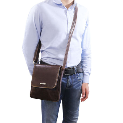Leather bags for men John - Leather crossbody bag for men with front zip | TL142464 San Rocco Italia