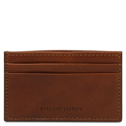 Leather card holder - 4 cards in smooth, full-grain leather | TL142473
