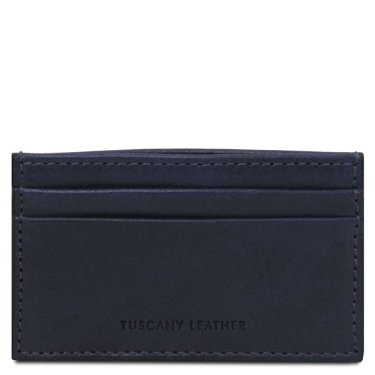 Men leather accessories Dark Blue Leather card holder - 4 cards in smooth, full-grain leather | TL142473 San Rocco Italia