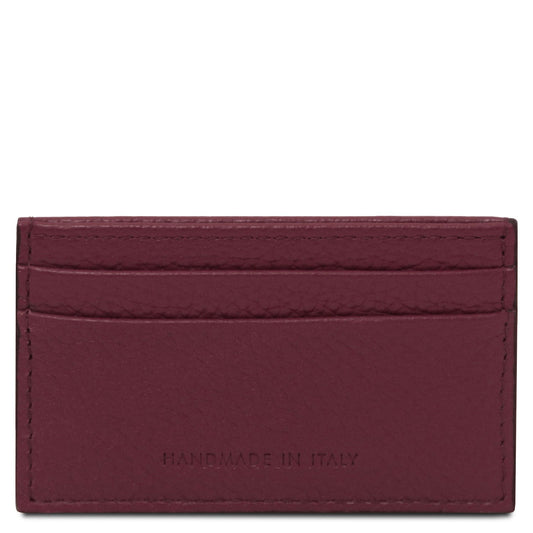 Men leather accessories Bordeaux Leather card holder - 4 cards, pebbled leather | TL142474 San Rocco Italia