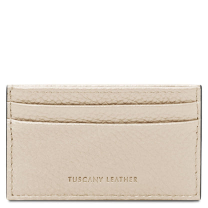 Leather card holder - 4 cards, pebbled leather | TL142474