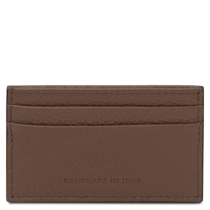 Leather card holder - 4 cards, pebbled leather | TL142474