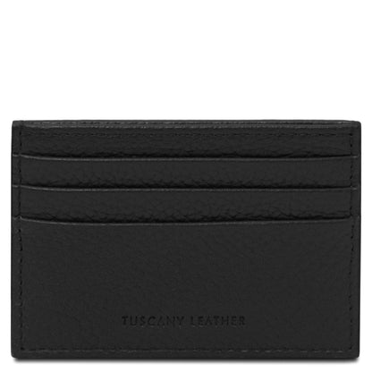 Men leather accessories Black Leather card holder - 6 cards, pebbled leather | TL142472 San Rocco Italia