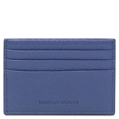 Men leather accessories Blue Leather card holder - 6 cards, pebbled leather | TL142472 San Rocco Italia