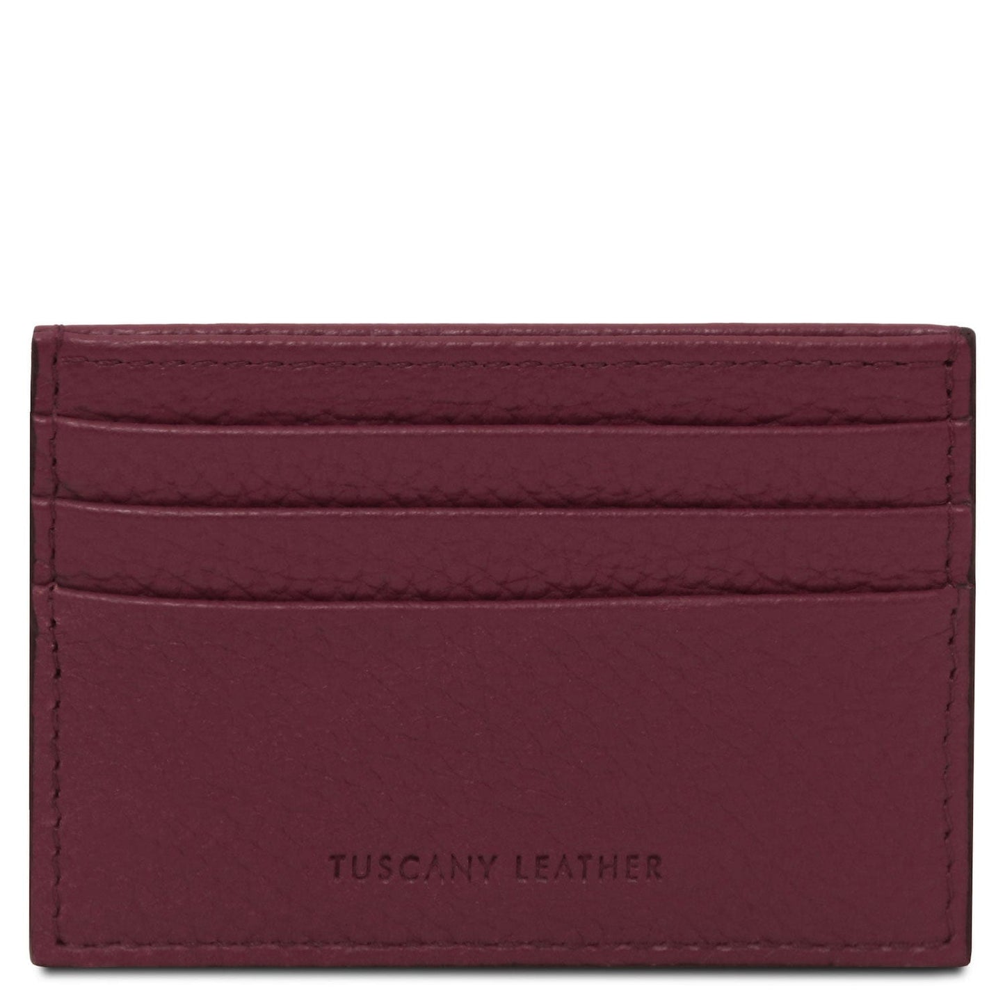 Men leather accessories Bordeaux Leather card holder - 6 cards, pebbled leather | TL142472 San Rocco Italia