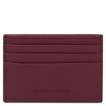 Men leather accessories Bordeaux Leather card holder - 6 cards, pebbled leather | TL142472 San Rocco Italia