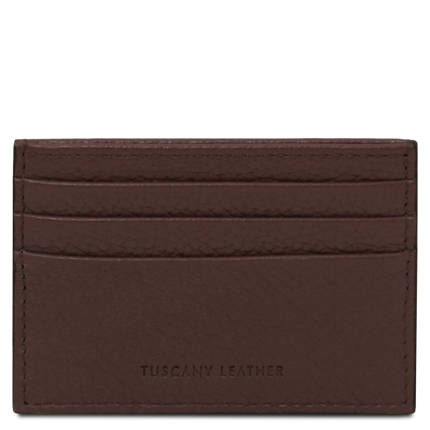 Men leather accessories Coffee Leather card holder - 6 cards, pebbled leather | TL142472 San Rocco Italia
