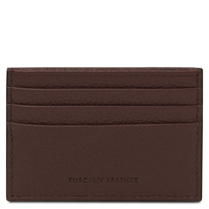 Men leather accessories Coffee Leather card holder - 6 cards, pebbled leather | TL142472 San Rocco Italia