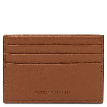 Men leather accessories Cognac Leather card holder - 6 cards, pebbled leather | TL142472 San Rocco Italia
