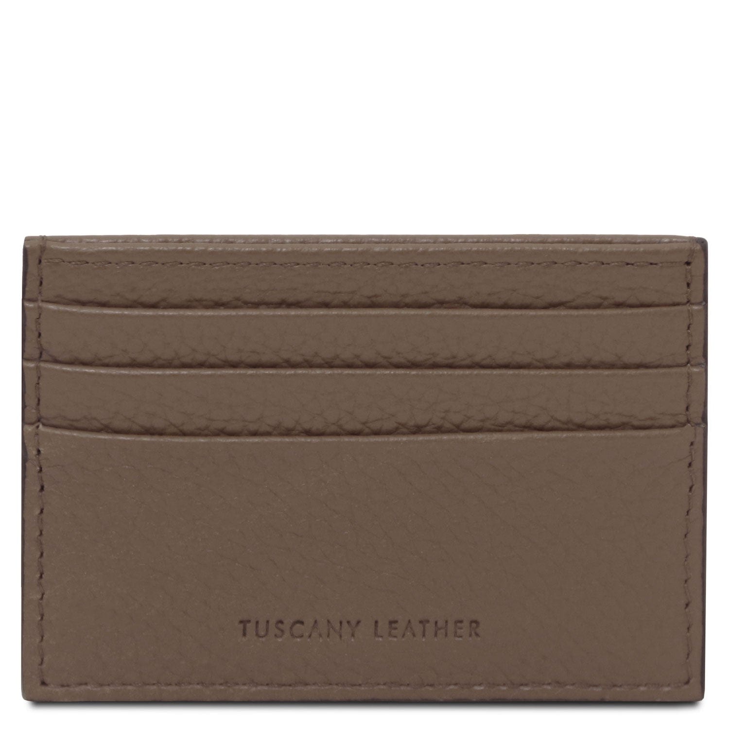 Men leather accessories Dark Taupe Leather card holder - 6 cards, pebbled leather | TL142472 San Rocco Italia