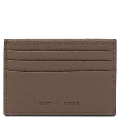 Men leather accessories Dark Taupe Leather card holder - 6 cards, pebbled leather | TL142472 San Rocco Italia