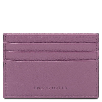 Men leather accessories Lilac Leather card holder - 6 cards, pebbled leather | TL142472 San Rocco Italia