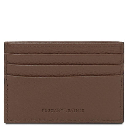 Men leather accessories Tobacco Leather card holder - 6 cards, pebbled leather | TL142472 San Rocco Italia
