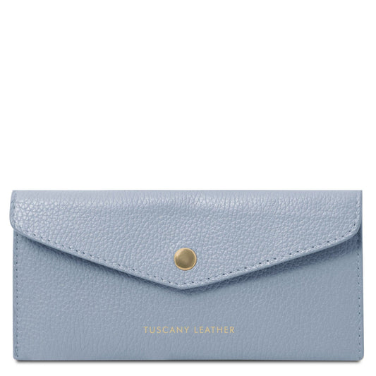 Leather wallets for women Light Blue Leather envelope wallet | TL142322 San Rocco Italia
