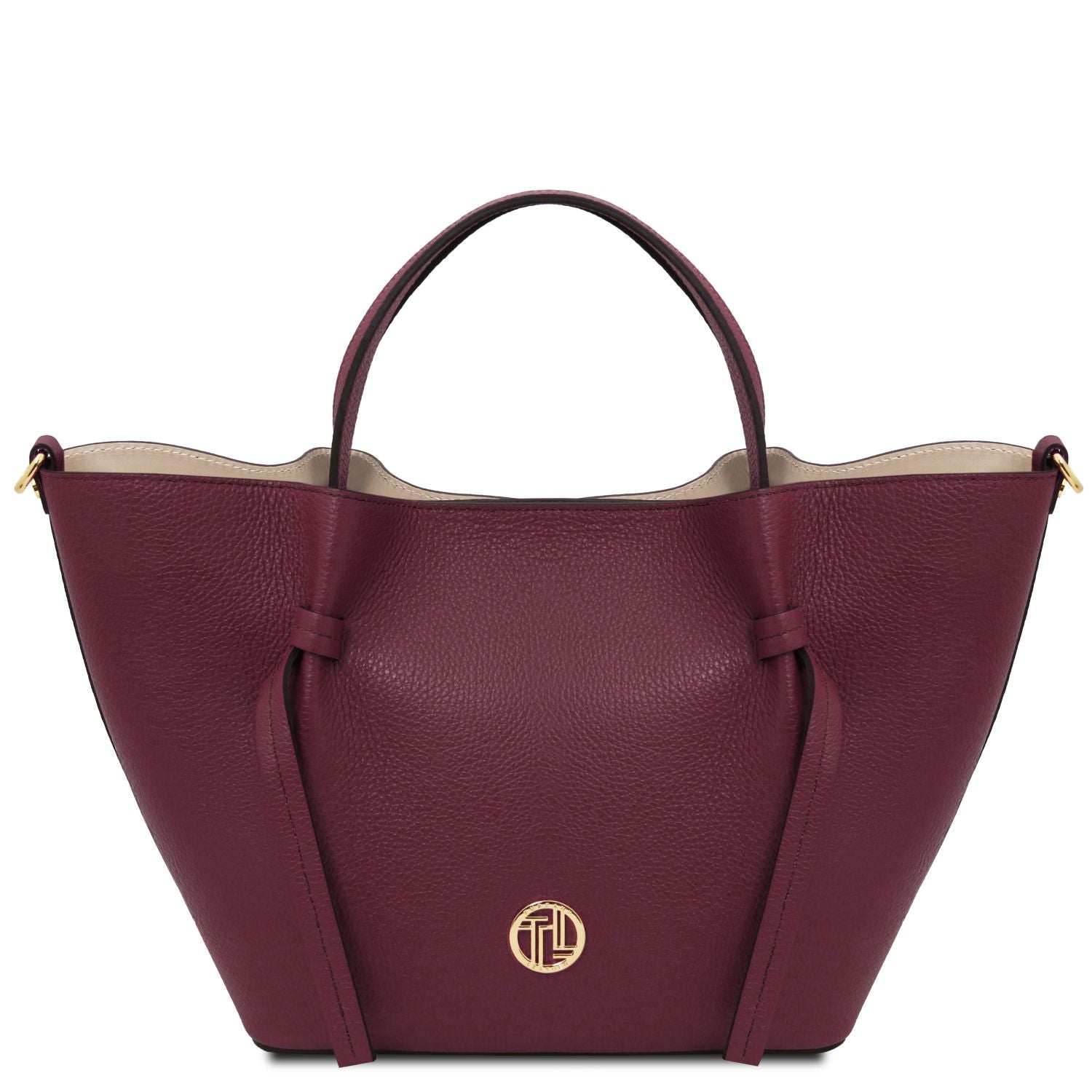Legame - Italian leather shopping bag - Large size | TL142481 in burgundy pebbled leather with dual top handles and gold-tone hardware on white background.