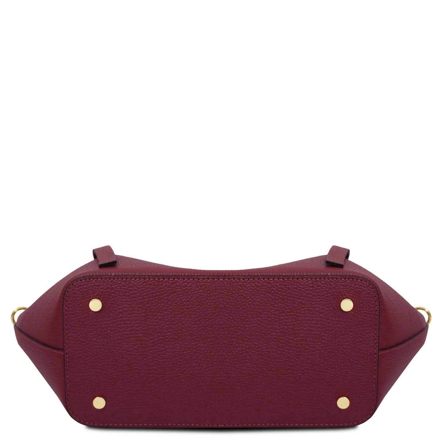 Legame - Italian leather shopping bag - Large size | TL142481 in burgundy pebbled leather with gold hardware on white background.