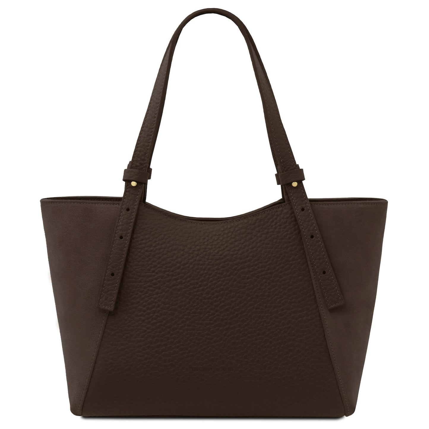 Leather handbags Dark Brown Libra - Long handle suede & leather tote bag | TL142508 San Rocco Italia