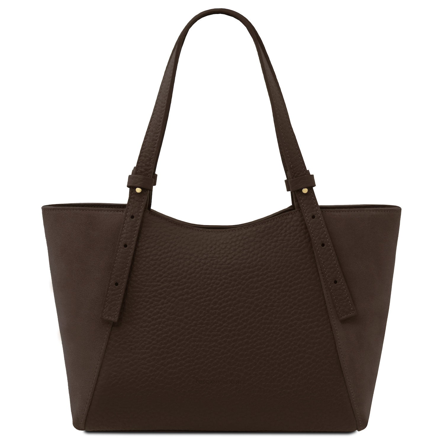 Leather handbags Dark Brown Libra - Long handle suede & leather tote bag | TL142508 San Rocco Italia