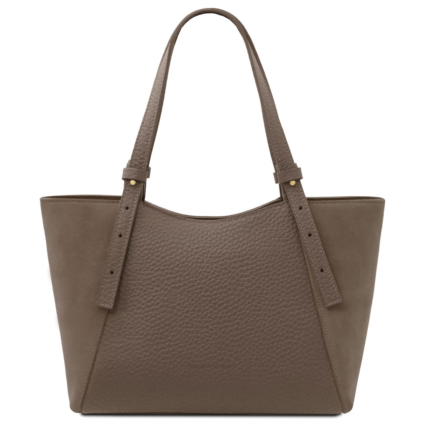 Leather handbags Dark Taupe Libra - Long handle suede & leather tote bag | TL142508 San Rocco Italia