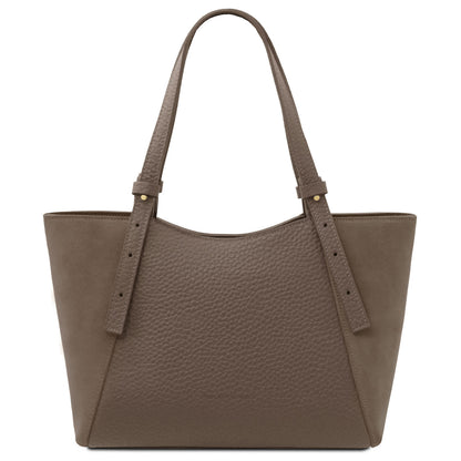 Leather handbags Dark Taupe Libra - Long handle suede & leather tote bag | TL142508 San Rocco Italia