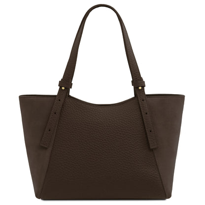 Leather handbags Libra - Long handle suede & leather tote bag | TL142508 San Rocco Italia