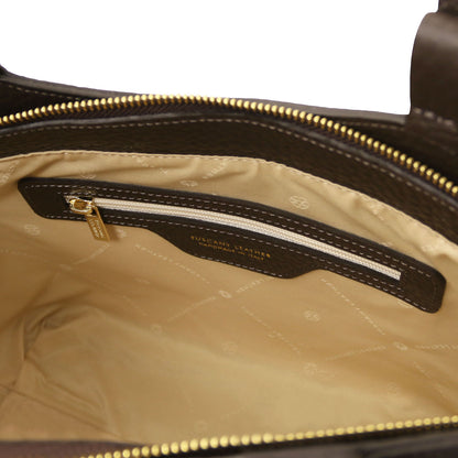 Leather handbags Libra - Long handle suede & leather tote bag | TL142508 San Rocco Italia