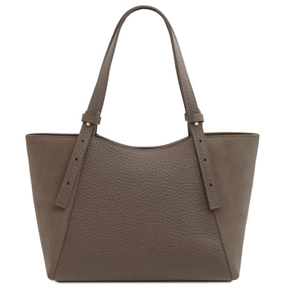 Leather handbags Libra - Long handle suede & leather tote bag | TL142508 San Rocco Italia