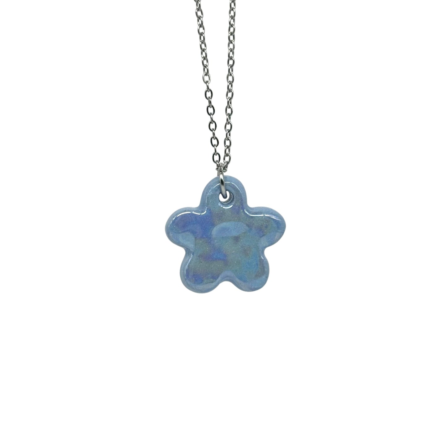 Lillium | Handcrafted pearl light blue floral ceramic necklace