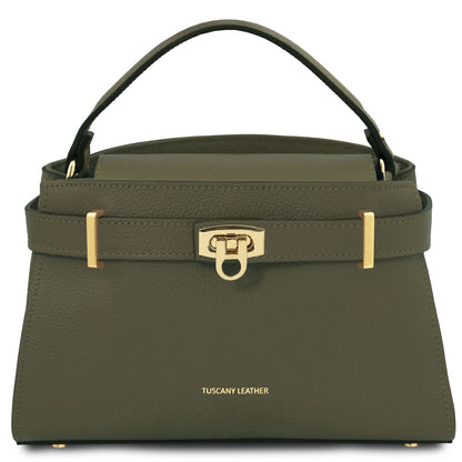 Leather handbags Forest Green Maisy - Leather top handle bag - Medium size | TL142455 San Rocco Italia