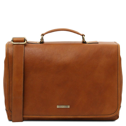 Mantova - Leather multi compartment TL SMART briefcase with flap | TL142068 messenger bag - Premium Leather briefcases - Shop now at San Rocco Italia