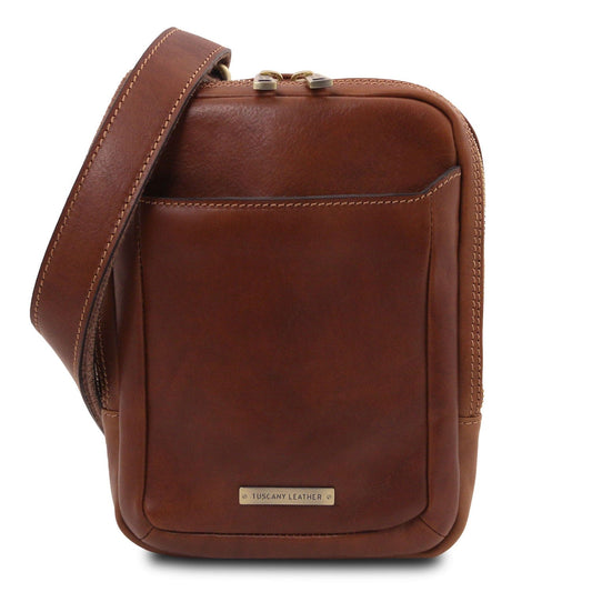 Leather bags for men Brown Mark - Matte Leather Crossbody Bag | TL142428 San Rocco Italia