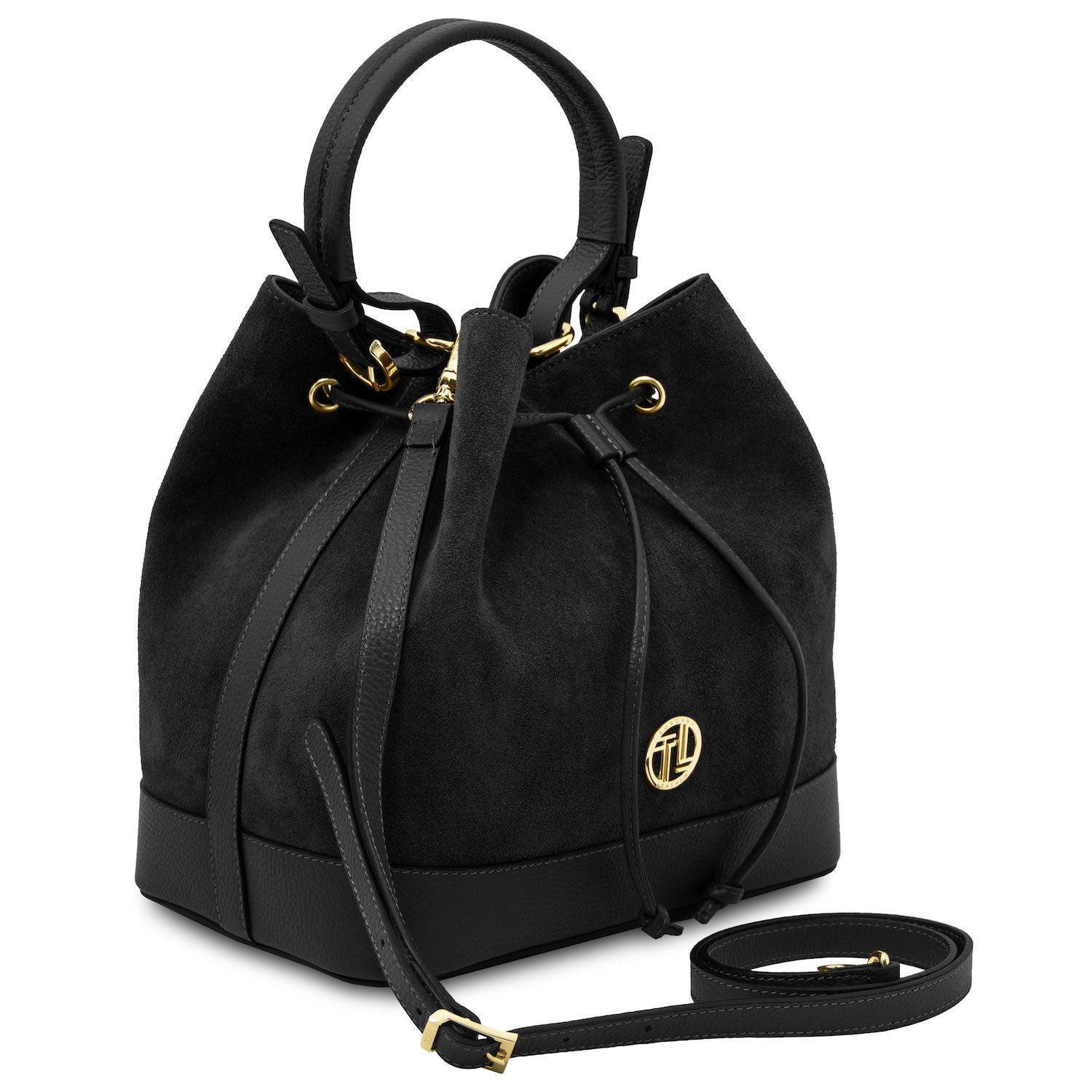 Bucket Bag Black Minerva - Suede leather bucket bag | TL142476 San Rocco Italia